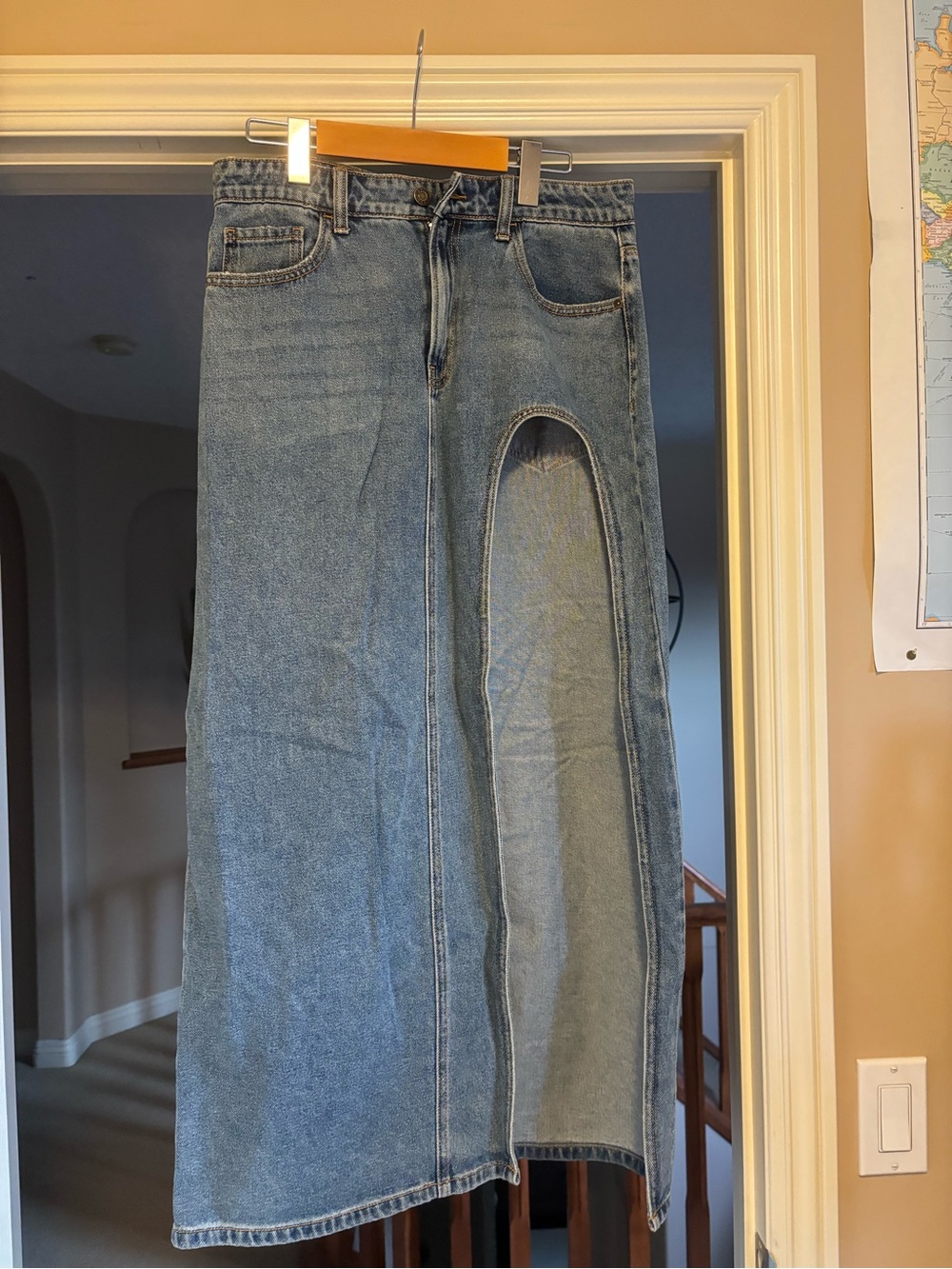 Windsor High-Waist Split-Leg Denim Skirt Jeans